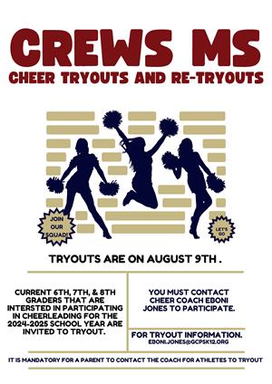 Cheer tryouts on Aug. 9th